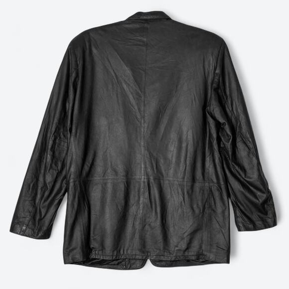 VTG‎ Remy Black Soft Leather Blazer Men's 44 Soft Leather Rocker Western Jacket - Picture 3 of 8